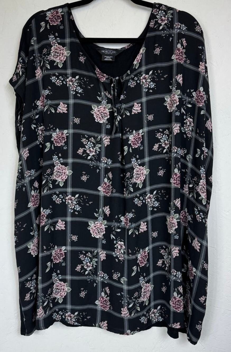 Michel Studio Collection Black Short Sleeve Blouse Women's 4X